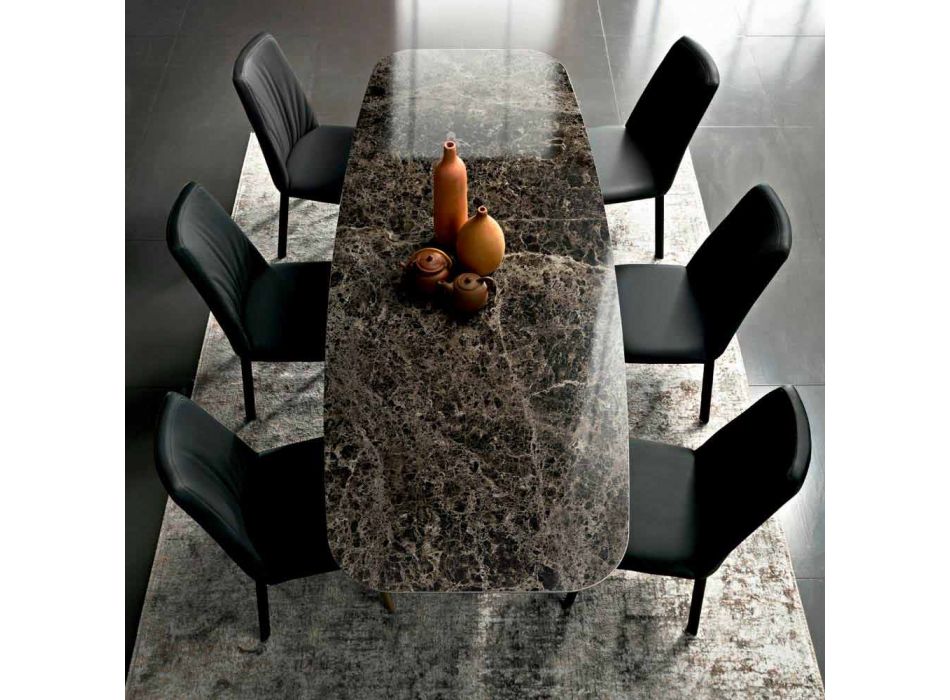 Tøndeformet spisebord i hypermarmor og stål lavet i Italien, luksus - Grotta Viadurini