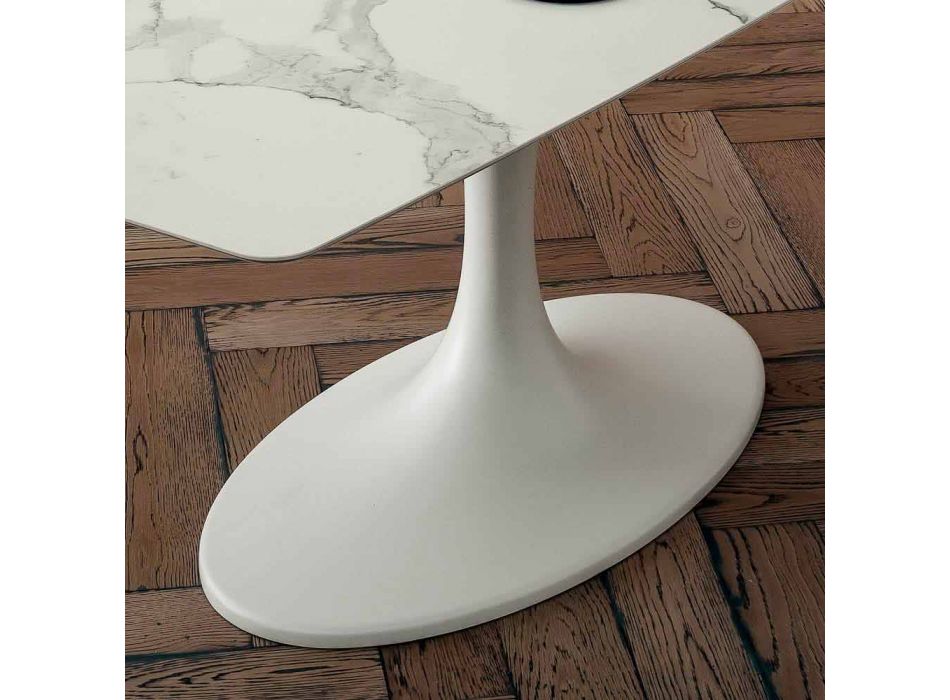Tønde Spisebord i Laminam og Syntetisk Marmor Fremstillet i Italien - Brontolo Viadurini