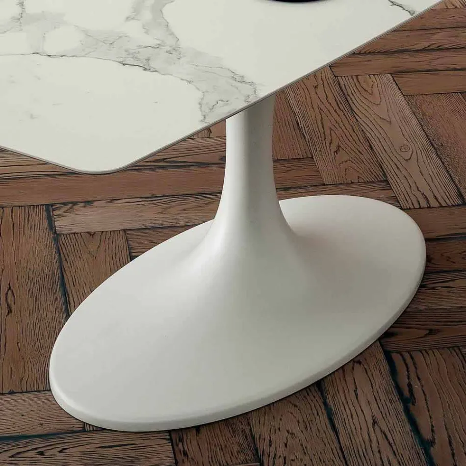 Tønde Spisebord i Laminam og Syntetisk Marmor Fremstillet i Italien - Brontolo Viadurini