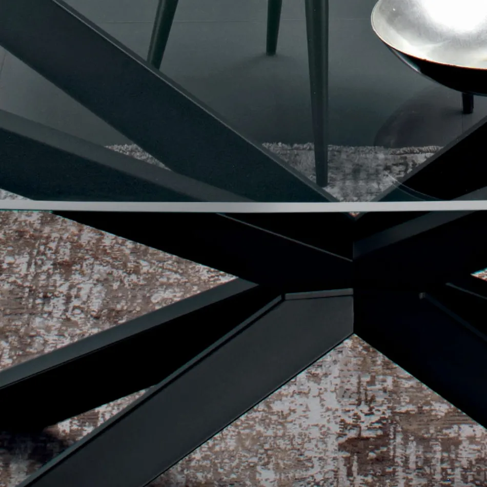 Tøndeformet spisebord i glas og stål Made in Italy - Cave Viadurini