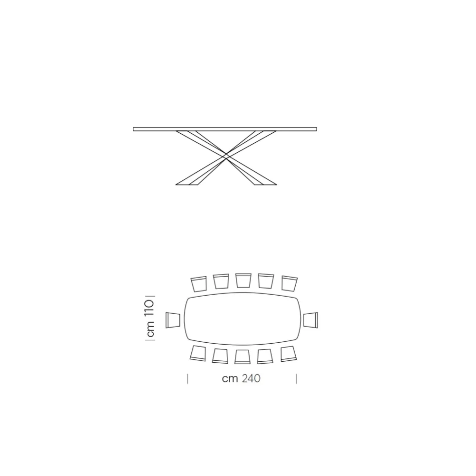 Tøndeformet spisebord i glas og stål Made in Italy - Cave Viadurini