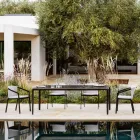 Udtrækkeligt udendørs spisebord 318 cm i aluminium og stentøj - Filomena Viadurini