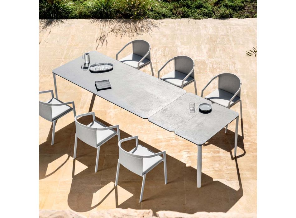 Udtrækkeligt udendørs spisebord 318 cm i aluminium og stentøj - Filomena Viadurini