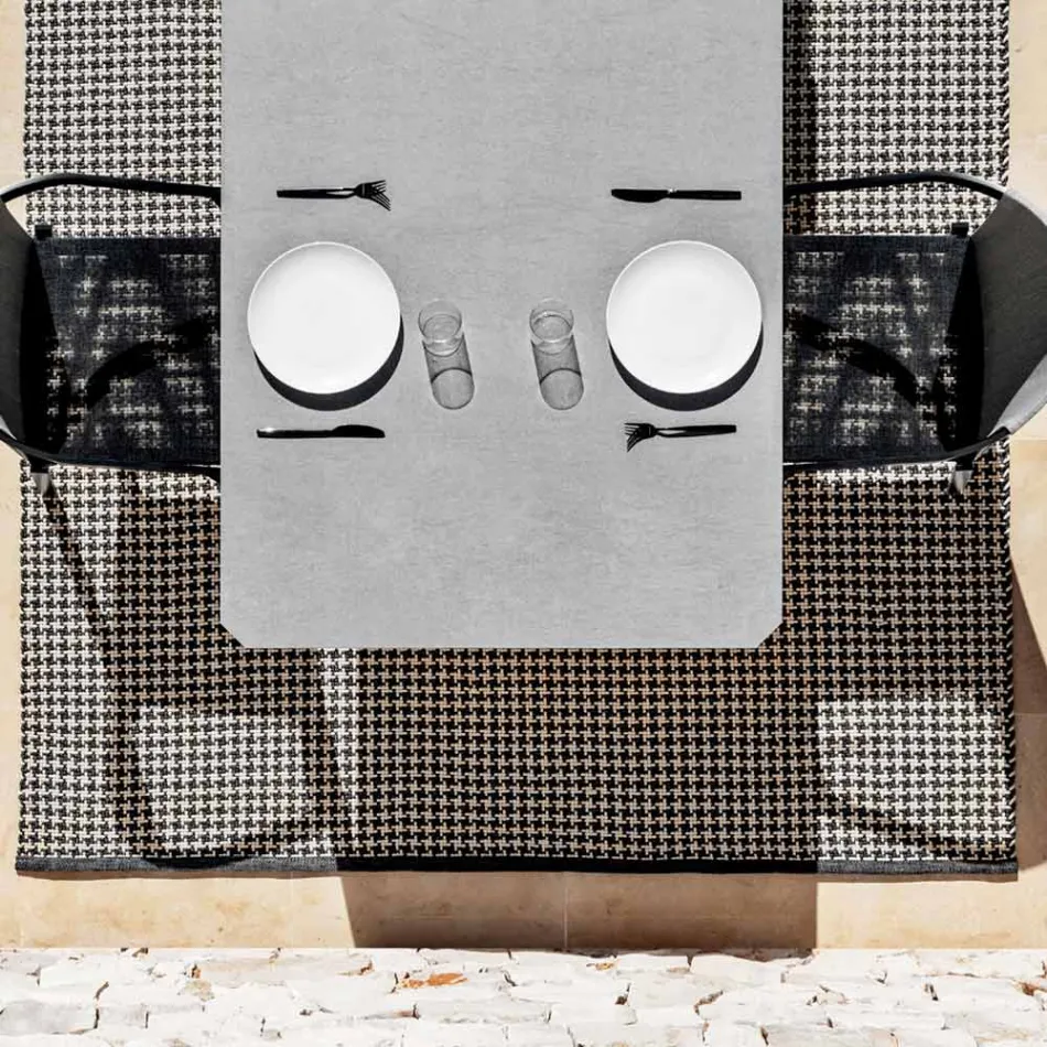 Udtrækkeligt udendørs spisebord 318 cm i aluminium og stentøj - Filomena Viadurini