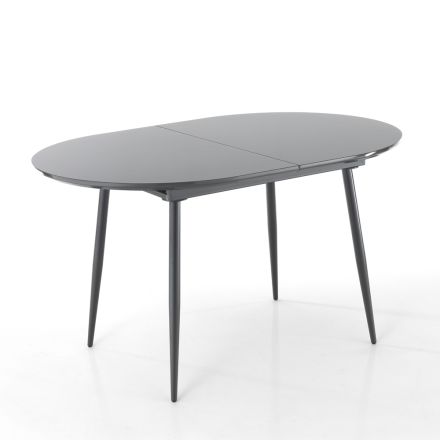 Spisebord Kan udvides til 160 cm i Mdf og Gråmetal - Carmel Viadurini