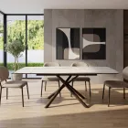 Udtrækkeligt spisebord (200/230 cm) i glaskeramik og metal - Naisha Viadurini