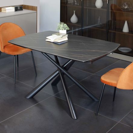 Udtrækbart spisebord til 200 cm i glaskeramik og metal - Naisha Viadurini