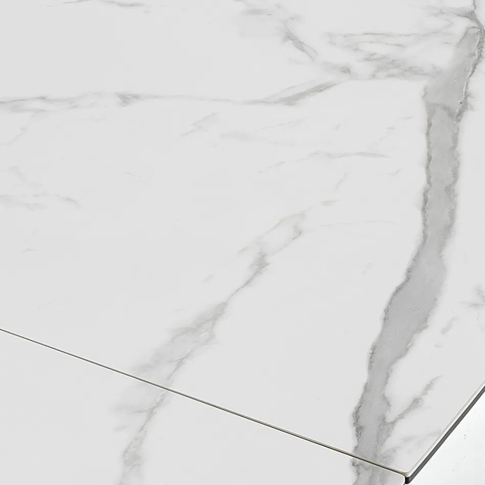 Udtrækbart spisebord til 240 cm i keramik og stål - Relief Viadurini