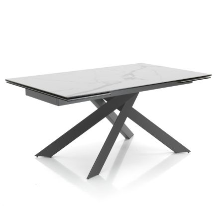 Udtrækbart spisebord til 240 cm i keramik og stål - Relief Viadurini