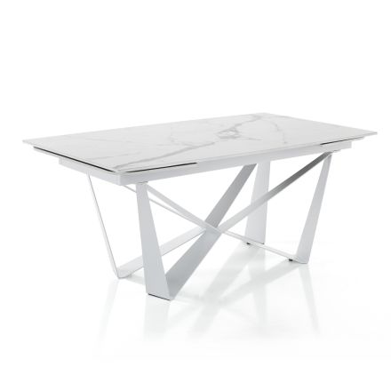 Spisebord Kan forlænges til 240 cm i marmoreffektkeramik - Poseidone Viadurini