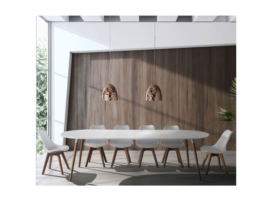 Udtrækbart spisebord til 270 cm i Mdf og massivt træ - Maurizio Viadurini