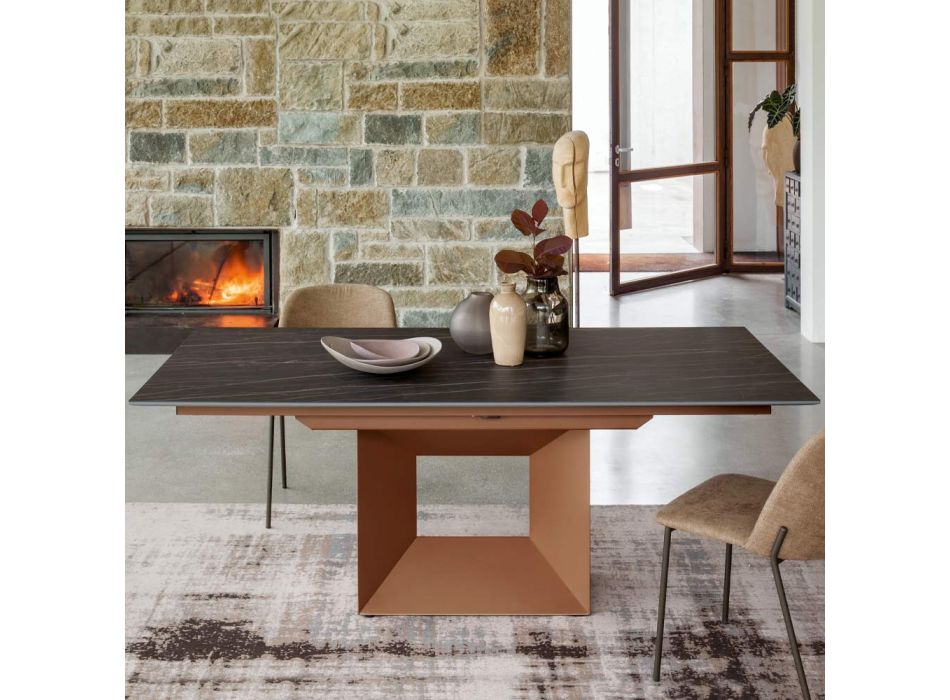 Udtrækkeligt spisebord til 298 cm i Keramik og Metal Made in Italy - Solsikke Viadurini