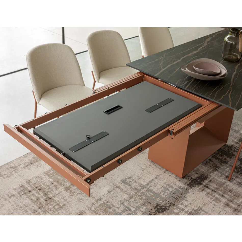 Udtrækkeligt spisebord til 298 cm i Keramik og Metal Made in Italy - Solsikke Viadurini