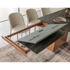 Udtrækbart spisebord til 298 cm i keramik og metal Made in Italy - Solsikke Viadurini