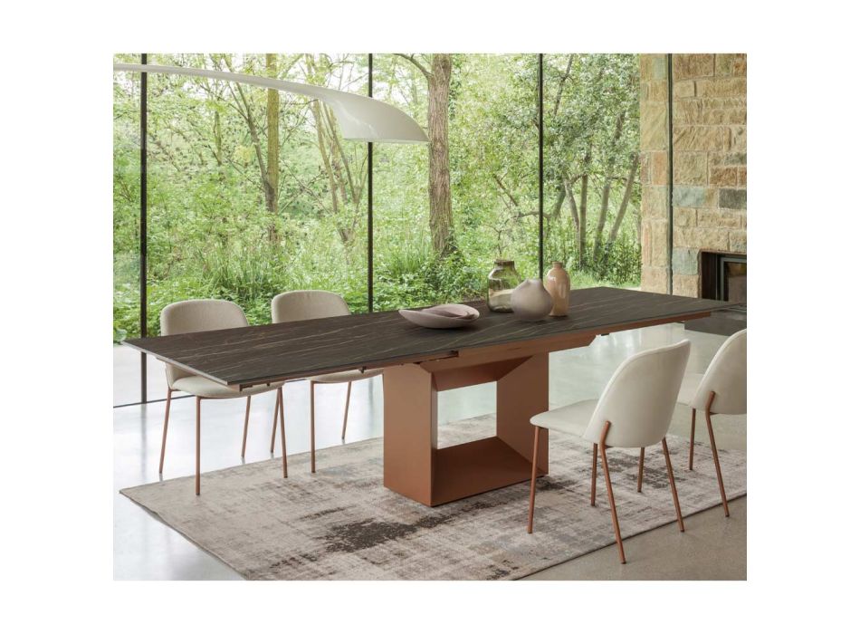 Udtrækkeligt spisebord til 298 cm i Keramik og Metal Made in Italy - Solsikke Viadurini