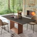 Udtrækkeligt spisebord til 298 cm i Keramik og Metal Made in Italy - Solsikke