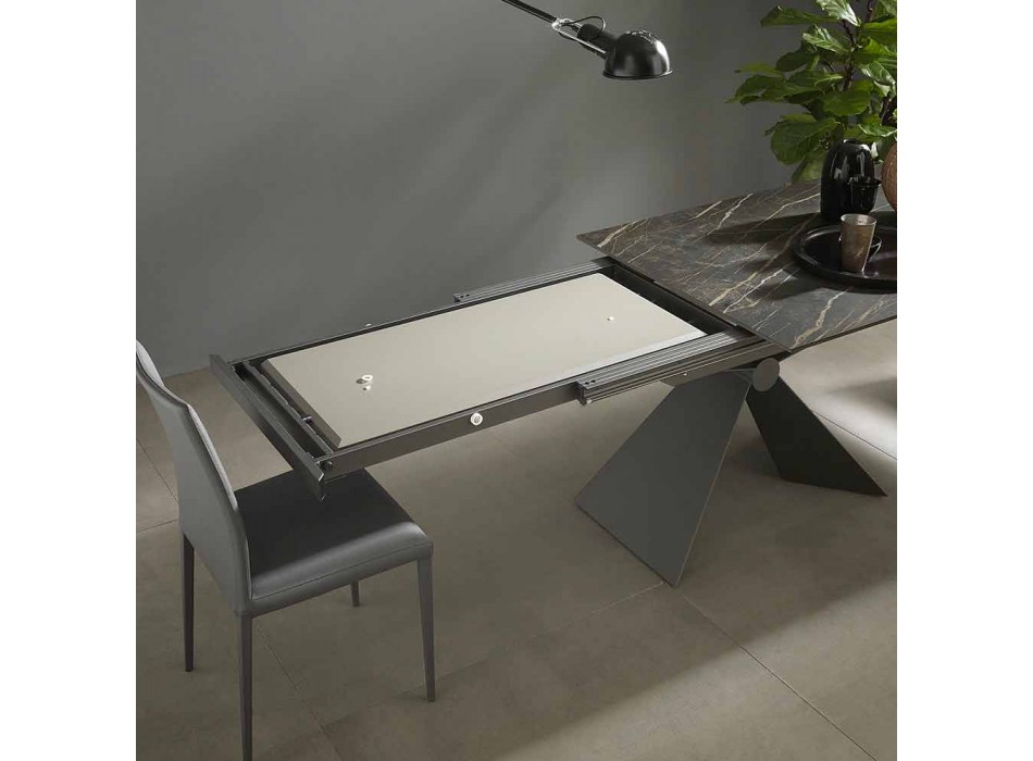 Udtrækkeligt spisebord til 298 cm i metal- og keramikplade - Anaconda Viadurini