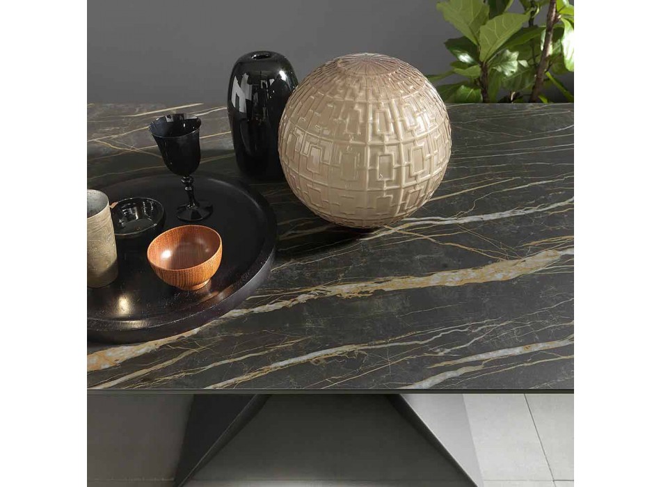 Udtrækkeligt spisebord til 298 cm i metal- og keramikplade - Anaconda Viadurini