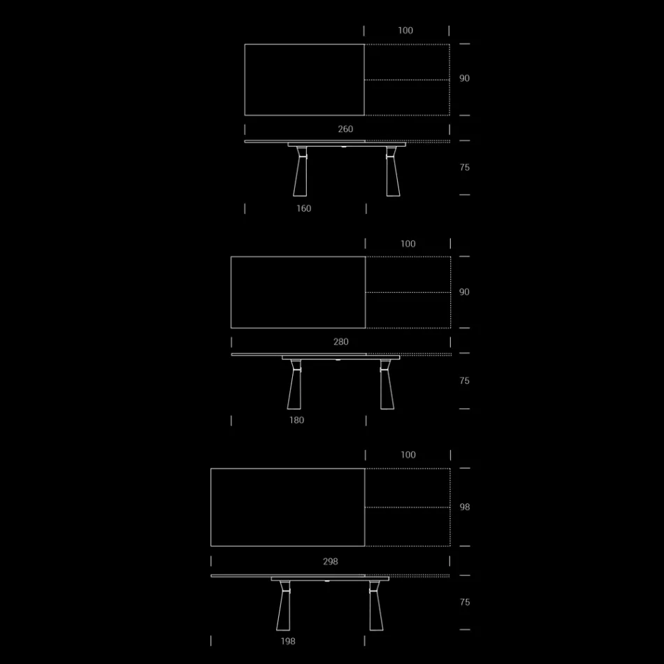 Udtrækbart spisebord til 298 cm i melamin Made in Italy - Fedemo Viadurini