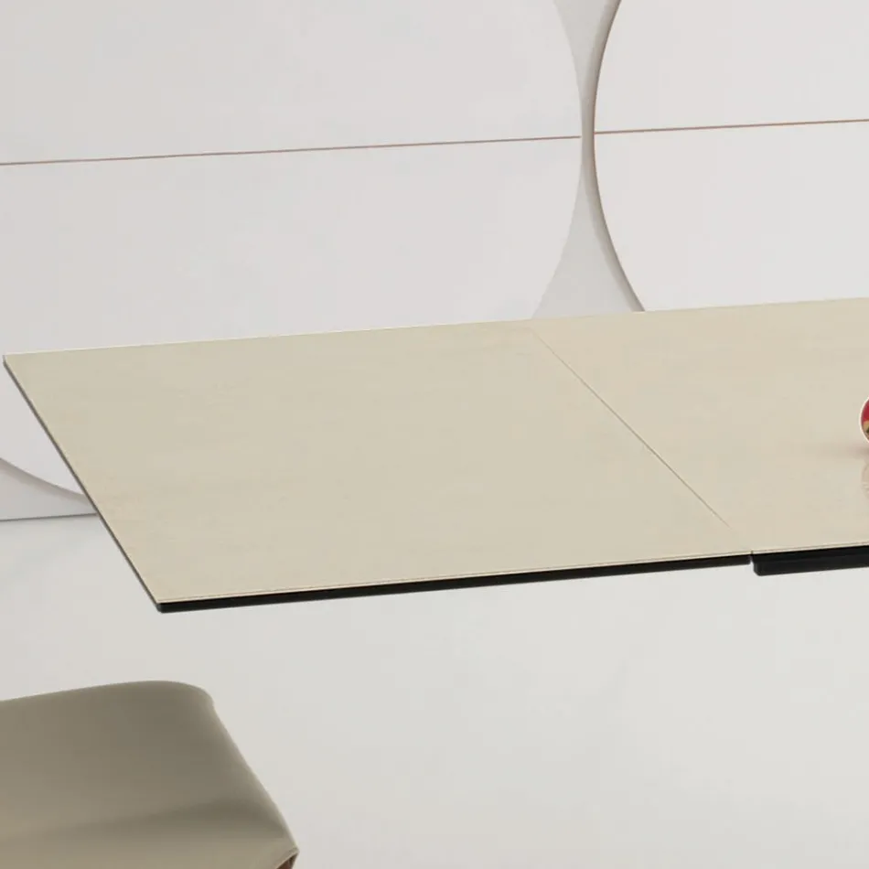 Udtrækkeligt spisebord til 3 m i keramik og træben - Cesteo Viadurini