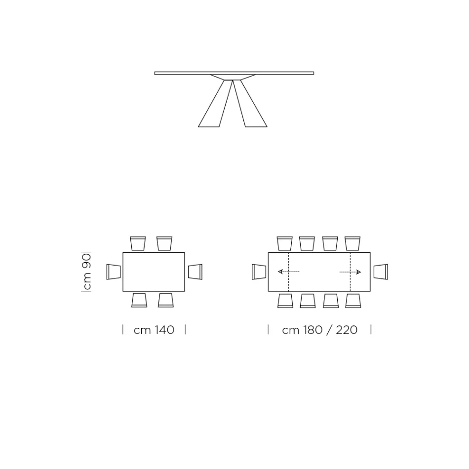 Udtrækbart spisebord til 300 cm i HPL-laminat fremstillet i Italien - dalmatisk Viadurini