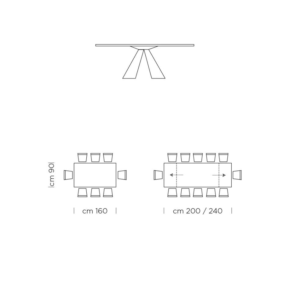 Udtrækbart spisebord til 300 cm i HPL-laminat fremstillet i Italien - dalmatisk Viadurini