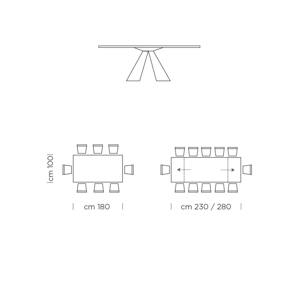 Udtrækbart spisebord til 300 cm i HPL-laminat fremstillet i Italien - dalmatisk Viadurini