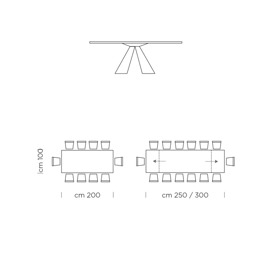 Udtrækbart spisebord til 300 cm i HPL-laminat fremstillet i Italien - dalmatisk Viadurini
