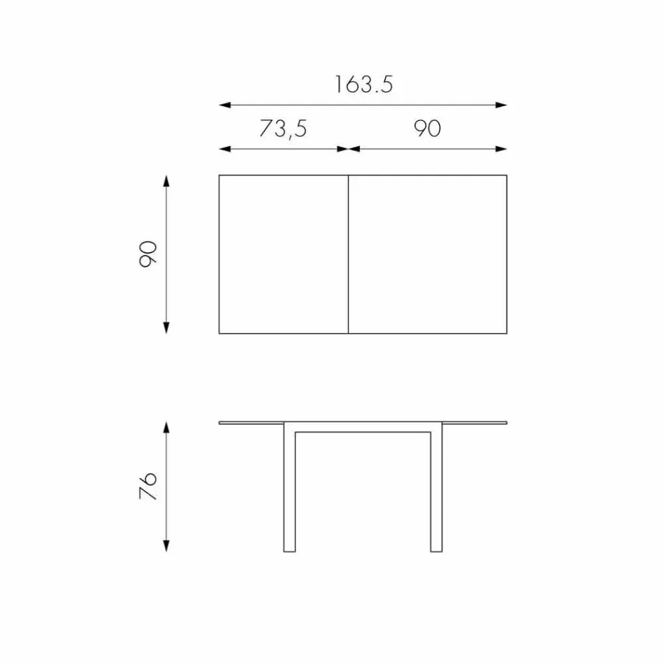 Udvideligt spisebord med Teo glasplade Viadurini