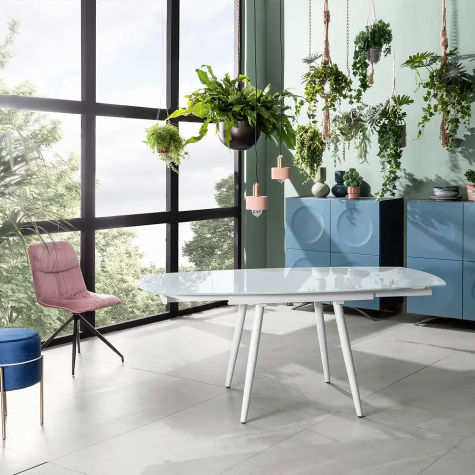 Spisebord med glasplade New Japan Viadurini