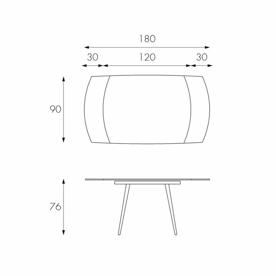 Udvideligt spisebord med Japan Ny glasplade Viadurini