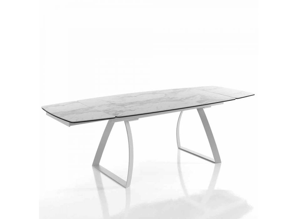 Udvideligt design Keramisk glas spisebord, Willer Viadurini