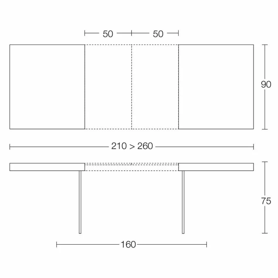 Udtrækkeligt spisebord Op til 280 cm i træ og glas fremstillet i Italien - Focus Viadurini