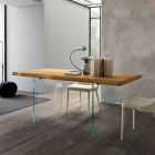 Udtrækkeligt spisebord Op til 280 cm i træ og glas fremstillet i Italien - Focus Viadurini