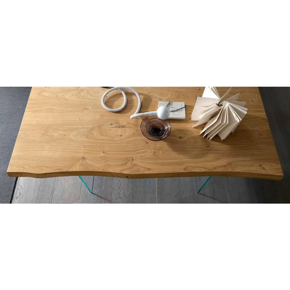 Udtrækkeligt spisebord Op til 280 cm i træ og glas fremstillet i Italien - Focus Viadurini