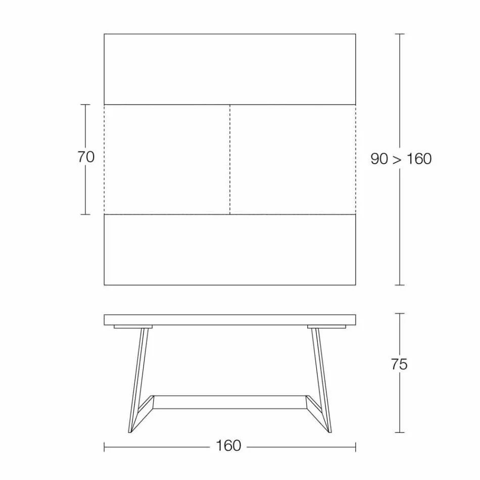 Udtrækkeligt spisebord Op til 160 cm i træ fremstillet i Italien - Eugenia Viadurini