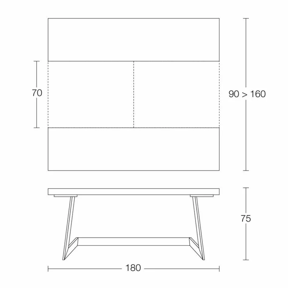 Udtrækkeligt spisebord Op til 160 cm i træ fremstillet i Italien - Eugenia Viadurini