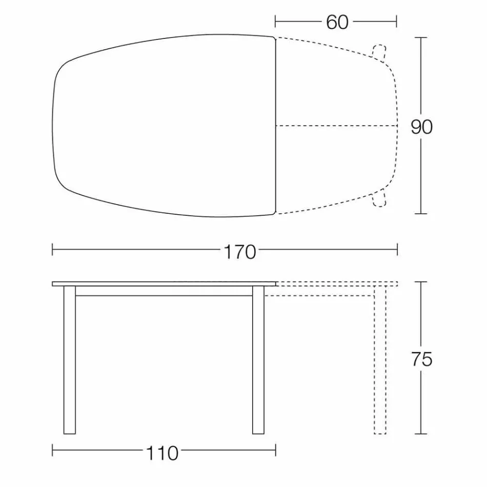 Udtrækkeligt spisebord Op til 170 cm i keramik fremstillet i Italien - Tremiti Viadurini