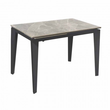 Udvideligt spisebord Op til 170 cm i moderne metal og keramik - Syrta Viadurini