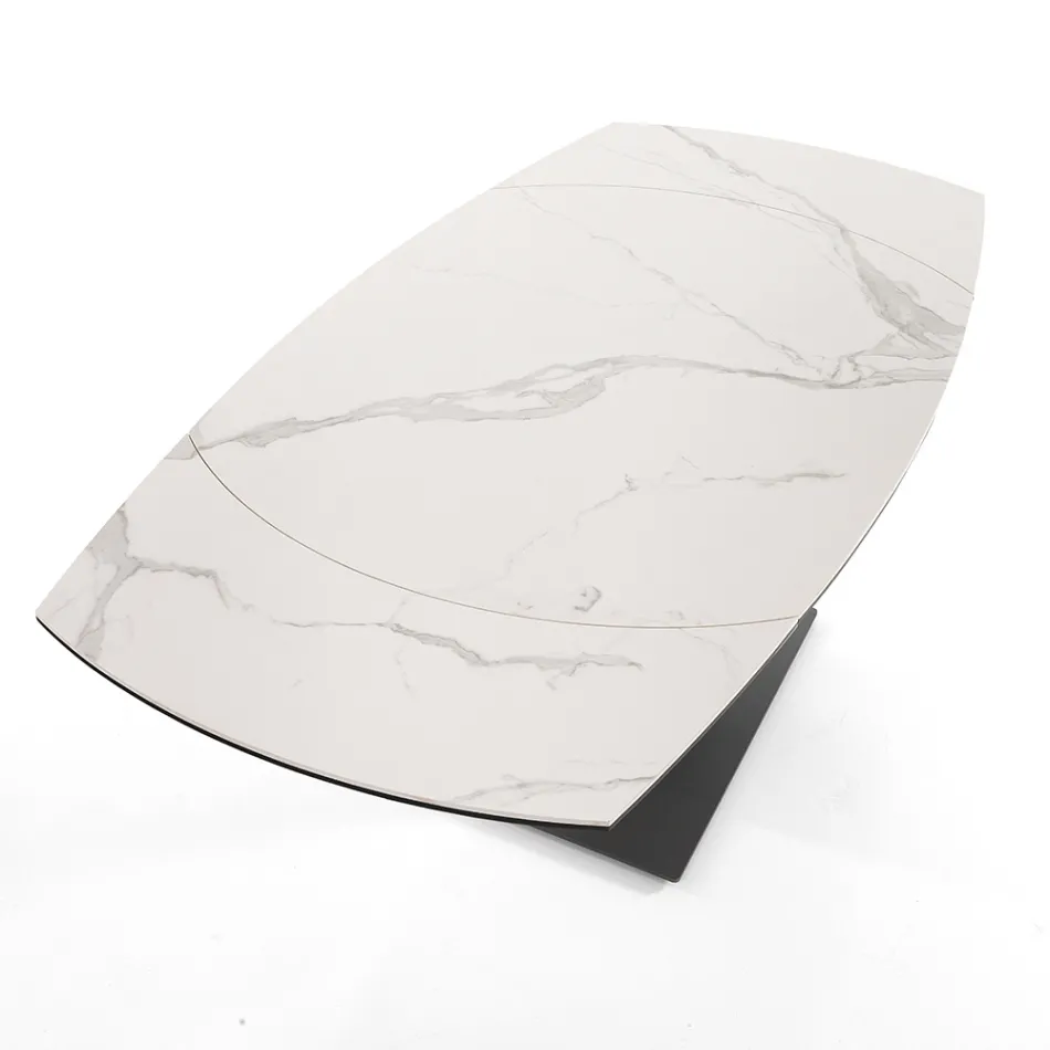 Udtrækbart spisebord Op til 180 cm i keramik og stål - Catone Viadurini