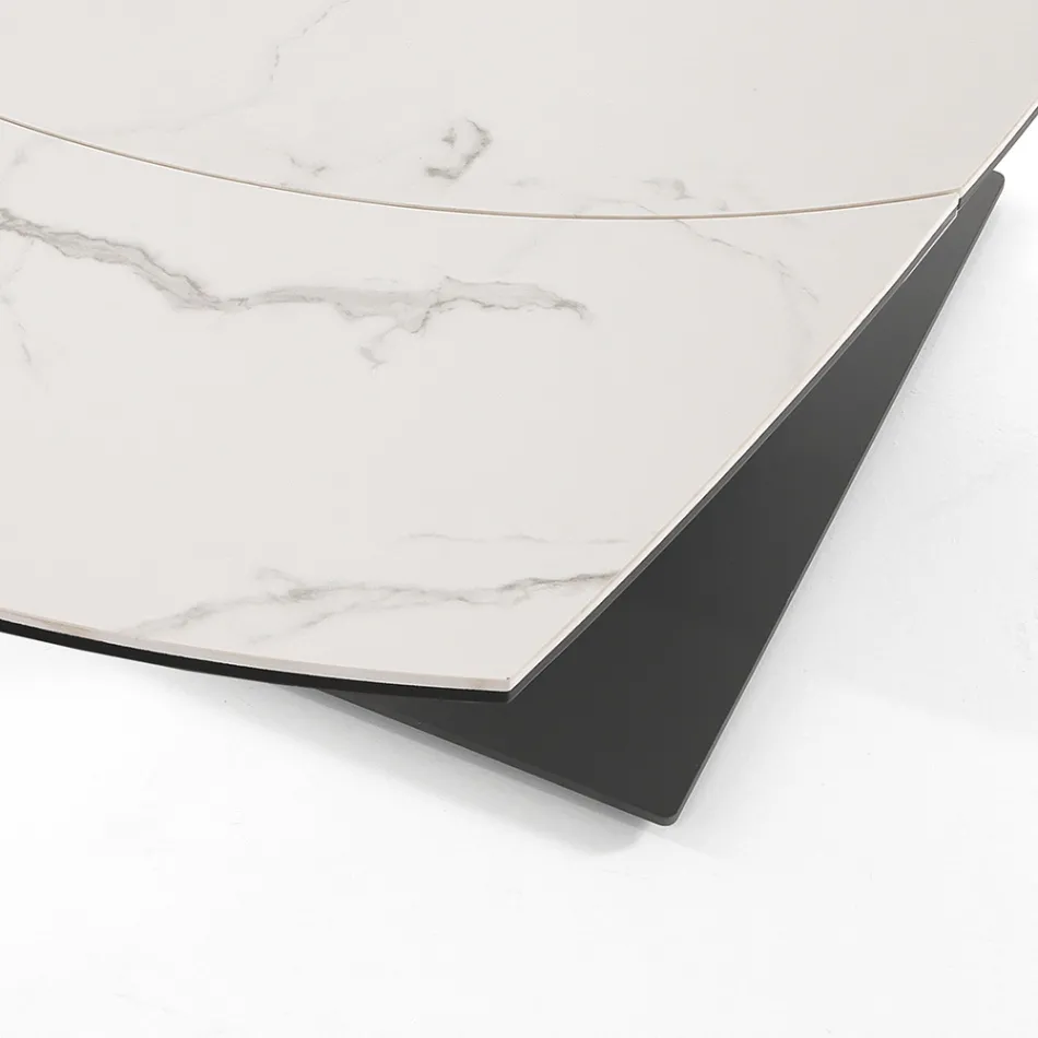 Udtrækbart spisebord Op til 180 cm i keramik og stål - Catone Viadurini