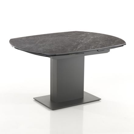 Udtrækbart spisebord Op til 180 cm i keramik og stål - Catone Viadurini