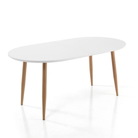 Udtrækbart spisebord Op til 220 cm i mat hvid Mdf - Toledo Viadurini