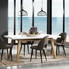 Udtrækbart spisebord op til 235 cm i hvidlakeret Mdf - Fedora Viadurini