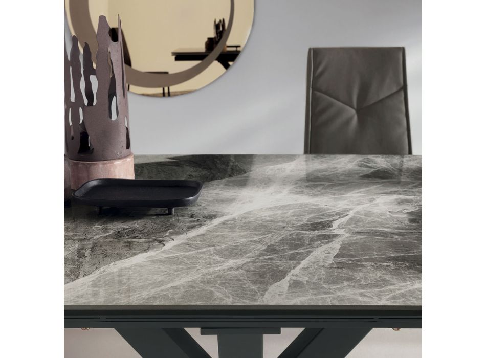 Udtrækbart spisebord Op til 240 cm i porcelænsstentøj - Domagnano Viadurini