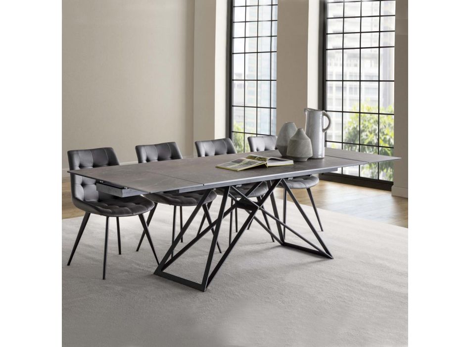 Udtrækkeligt spisebord Op til 240 cm i keramikglas og stål - Bortolo Viadurini