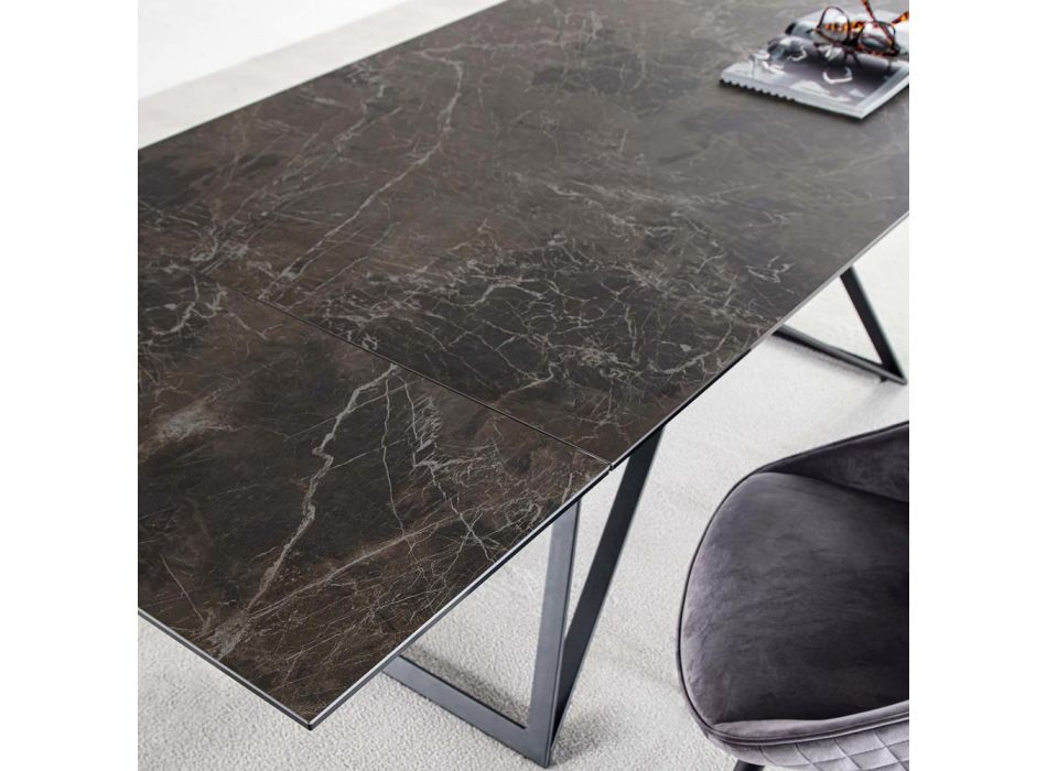 Udtrækkeligt spisebord Op til 240 cm i keramikglas og stål - Bortolo Viadurini
