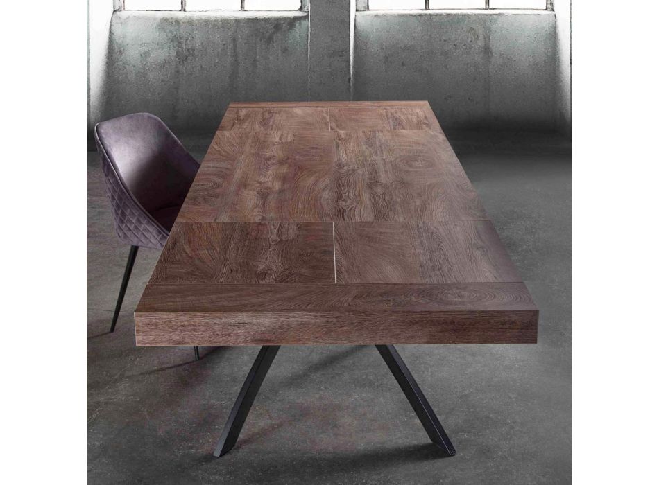 Udtrækkeligt spisebord Op til 260 cm i melamintræ og metal - Lukas Viadurini
