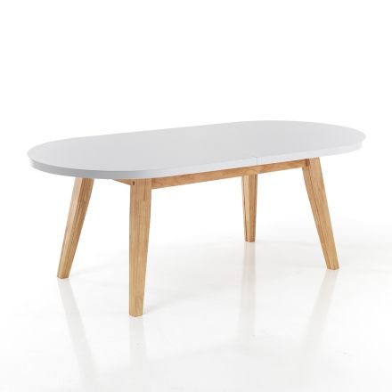 Udtrækbart spisebord Op til 270 cm i Mdf og massivt træ - Fedora Viadurini