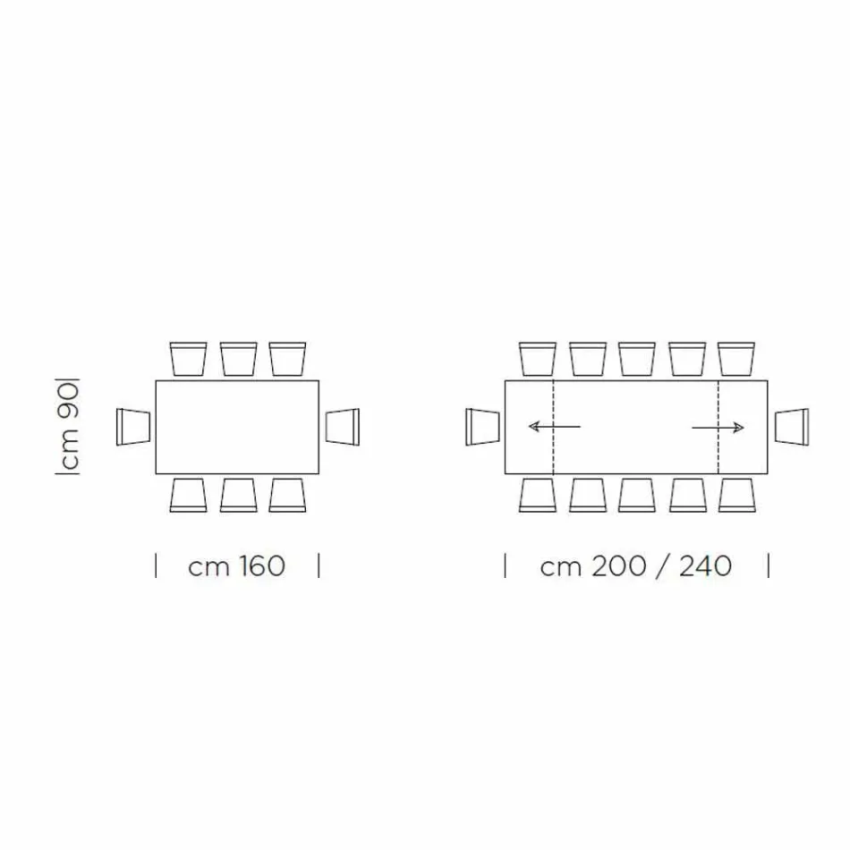 Udtrækkeligt spisebord op til 300 cm i Laminat Made in Italy - Grotta Viadurini